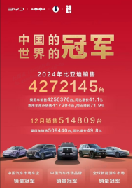 比亚迪 2024 年全球销量三冠王，彰显新能源汽车领军实力