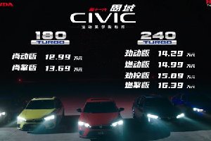 售12.99万—16.39万元 东风Honda第十一代思域上市